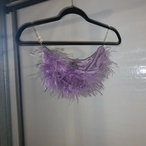 Fashion nova purple feather crop top strapless